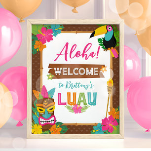 Panneau En Acrylique Aloha Luau Tropical Birthday Welcome