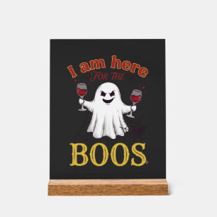 Panneau En Acrylique Am Here Boos Halloween Ghost Verres à Vin Araignée