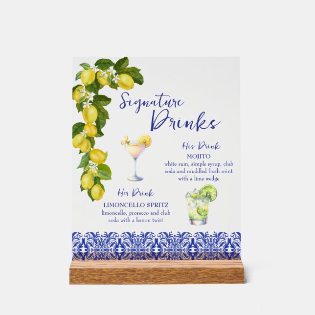 Panneau En Acrylique Amalfi Coast I Italian Lemon & Blue Tile Drinks (Recto)