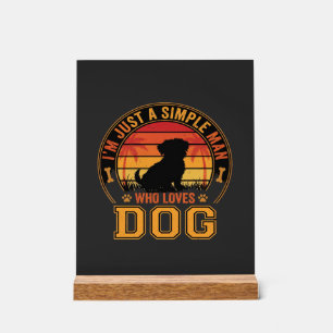 Panneau En Acrylique Amateur de chien Homme simple Rétro coucher de sol