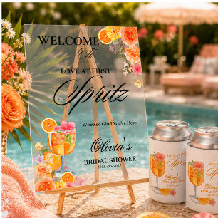 Panneau En Acrylique Amour au premier Spritz Bienvenue à la Baby Shower