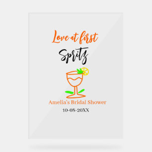 Panneau En Acrylique Amour au premier spritz orange noir nuptiale douch