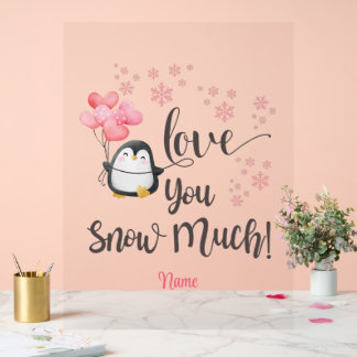 Panneau En Acrylique Amour - Cute Valentine Penguin Personnalisé