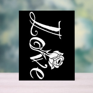 Panneau En Acrylique Amour en fleurs : Typographie avec une torsion flo