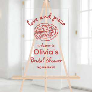 Panneau En Acrylique Amour et Pizza Fête de Mariage Fantaisiste