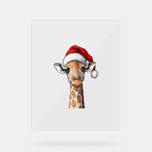Panneau En Acrylique Amoureux de la Girafe de Noël Pyjama Girafe Sant