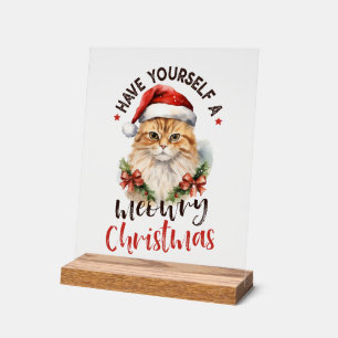 Panneau En Acrylique Amoureux de les chats de Noël festifs