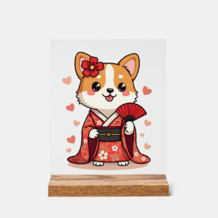Panneau En Acrylique Amoureux des chiens Corgi Geisha Gallois