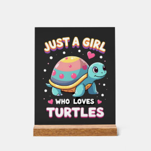 Panneau En Acrylique Amoureux des tortues de mer juste une fille qui ai