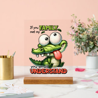 Panneau En Acrylique Amoureux Famille alligator mot art
