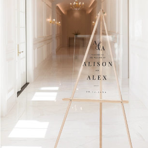 Panneau En Acrylique Ampersand noir et blanc Faire-part de mariage mode