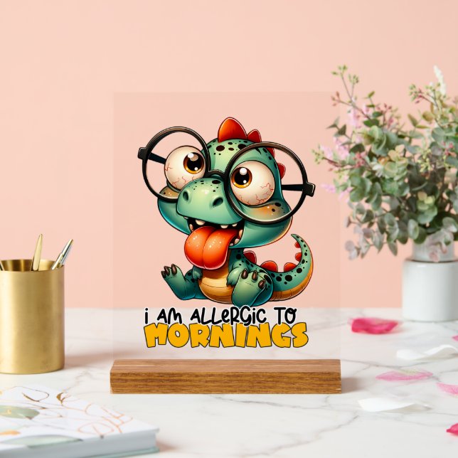 Panneau En Acrylique Amusant Gator allergiques matins mot art (Mariage)