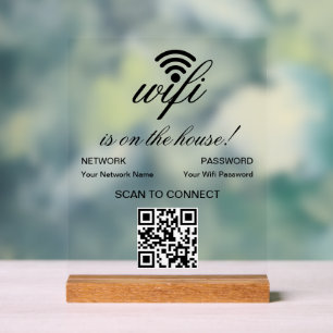Panneau En Acrylique Analyse Internet Wi-Fi de code QR personnalisée po
