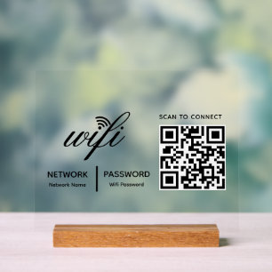 Panneau En Acrylique Analyse Wi-Fi de code QR pour connecter le blanc p