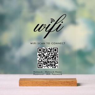 Panneau En Acrylique Analyse Wi-Fi de code QR pour connecter le blanc p