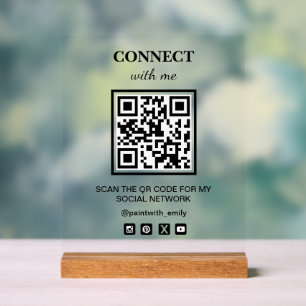 Panneau En Acrylique Analyser Le Code QR Pour Mon Réseau Wifi Social