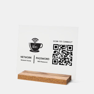 Panneau En Acrylique Analyser le code QR Wifi pour connecter le logo de