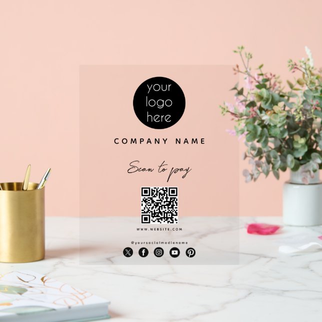 Panneau En Acrylique Analyser le logo de l'entreprise pour payer le cod (Mariage)