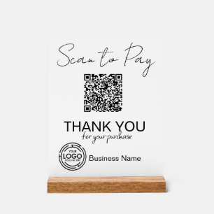 Panneau En Acrylique Analyser pour payer Qr Code Entreprise minimaliste
