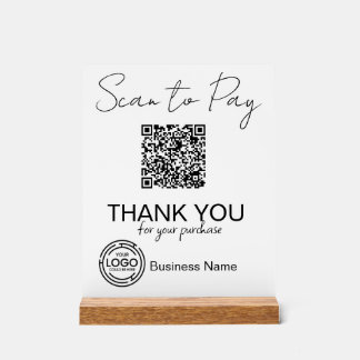 Panneau En Acrylique Analyser pour payer Qr Code Entreprise minimaliste