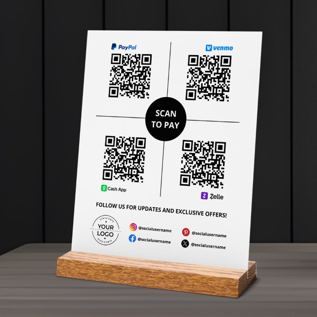 Panneau En Acrylique Analyser pour payer QR Code PayPal, Venmo, Cash Ap (Créateur téléchargé)