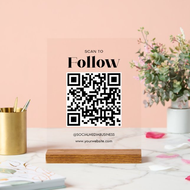 Panneau En Acrylique Analyser pour suivre le code QR Social Media Busin (Mariage)
