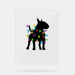 Panneau En Acrylique Anglais Bull Terrier Dog lumières de Noël