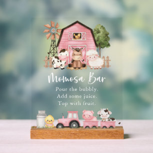Panneau En Acrylique Animaux de la ferme, Animaux mignons, Grange rose,