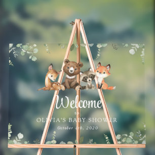 Panneau En Acrylique Animaux des bois, Forêt, Baby shower Bienvenue