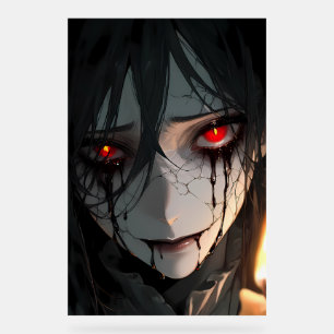 Panneau En Acrylique Anime Vampire aux Yeux Rouges Sombres