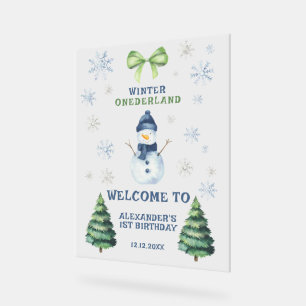 Panneau En Acrylique Anniversaire 1 an Winter Onederland Bonhomme de ne