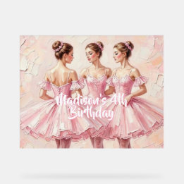 Panneau En Acrylique anniversaire de ballerine rose coquette