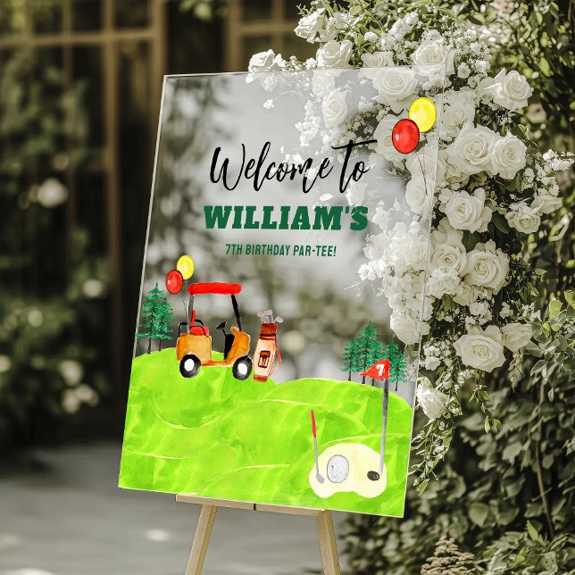 Panneau En Acrylique Anniversaire de enfant de golf Par-Tee Welcome (Créateur téléchargé)