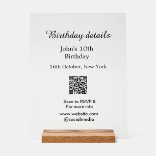 Panneau En Acrylique Anniversaire détails 10e anniversaire balayage QR 