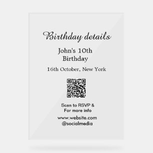Panneau En Acrylique Anniversaire détails 10e anniversaire balayage QR