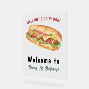 Panneau En Acrylique Anniversaire Enfants Hot Dog Aquarelle