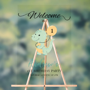 Panneau En Acrylique Anniversaire Minimaliste Dinosaure 1 an T rex