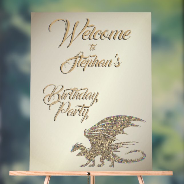 Panneau En Acrylique Anniversaire personnel Mosaic Gold Dragon Extraord (Neutre)