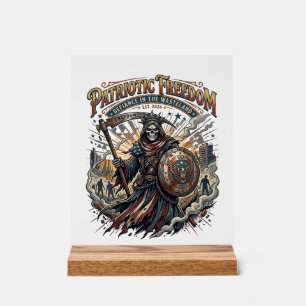 Panneau En Acrylique Apocalyptique Patriotique Liberté Faucheuse Zombie