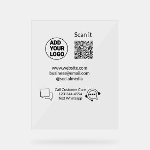 Panneau En Acrylique Appeler le texte du service client whatsapp Q R co