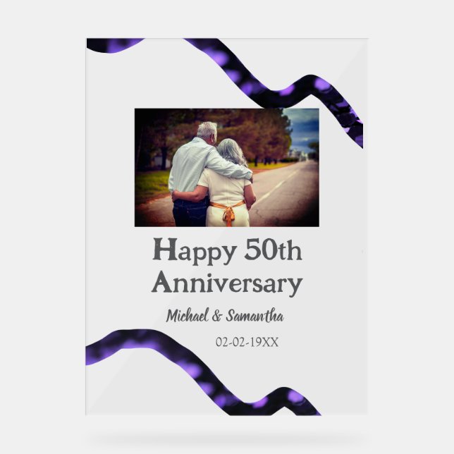 Panneau En Acrylique applaudissements à 50 ans anniversaire ajouter nom (Recto)