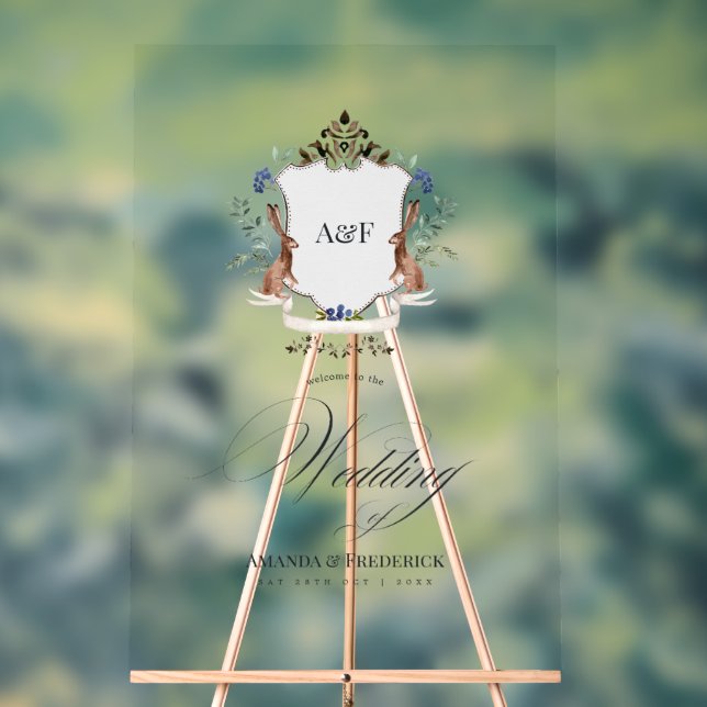 Panneau En Acrylique Aquarelle Bois Laurel Crest Monogramme Bienvenue (Neutre)