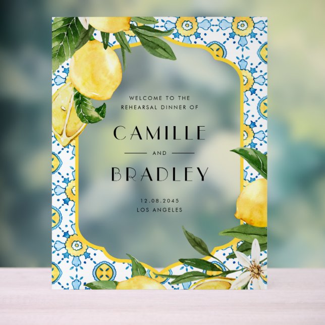 Panneau En Acrylique Aquarelle Citron méditerranéen Dîner de répétition (Neutre)