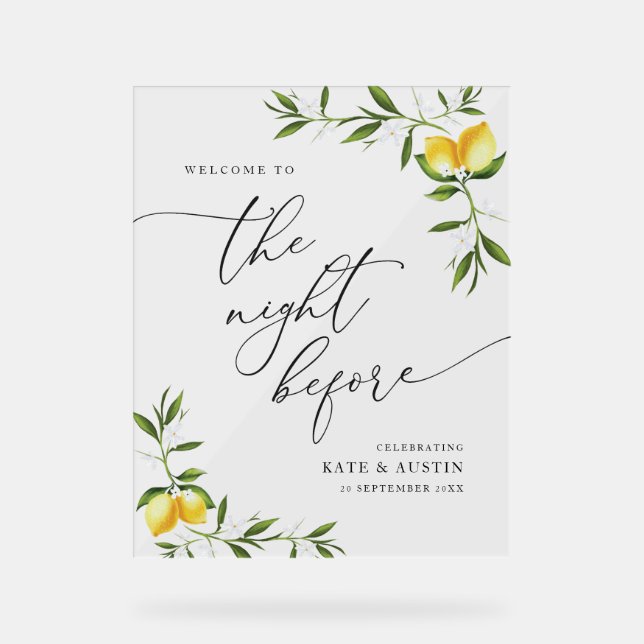 Panneau En Acrylique aquarelle citron verdure nuit avant (Recto)