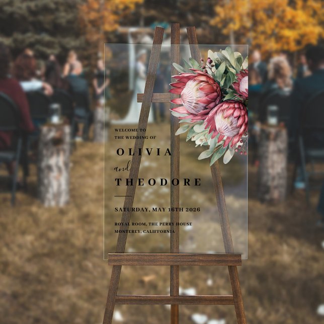 Panneau En Acrylique Aquarelle de Protea autochtone Boho floral Botaniq (Créateur téléchargé)