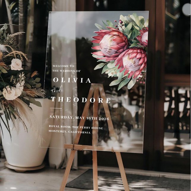 Panneau En Acrylique Aquarelle de Protea autochtone Boho floral Botaniq (Créateur téléchargé)