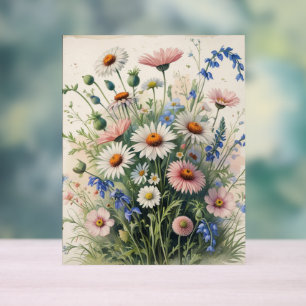 Panneau En Acrylique Aquarelle Fleur Sauvage Botanique Acrylique – Moti