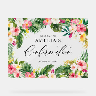 Panneau En Acrylique Aquarelle Fleurs tropicales Confirmation du cadre