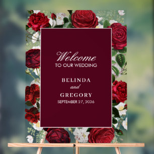 Panneau En Acrylique Aquarelle florale bourguignonne moderne Mariage él