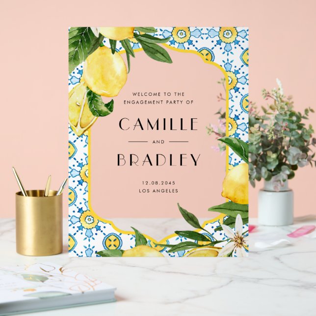 Panneau En Acrylique Aquarelle Lemon Méditerranéen (Mariage)